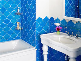 16款蓝色瓷砖图 造清凉卫生间