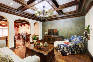美式风格三居室古典客厅旧房改造家装图