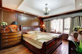 美式风格三居室古典卧室旧房改造平面图