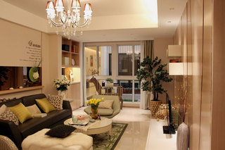 现代简约风格三居室温馨90平米客厅装修图片