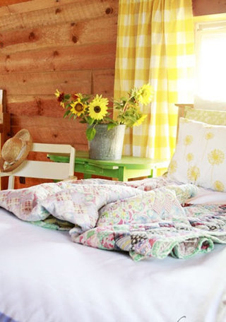 田园风格黄色卧室窗帘窗帘图片