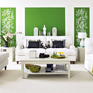 小清新绿色客厅壁纸效果图