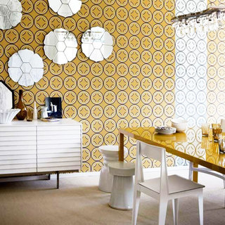 简欧风格黄色餐厅壁纸图片