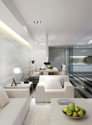 简约风格三居室时尚黑白130平米客厅装修图片