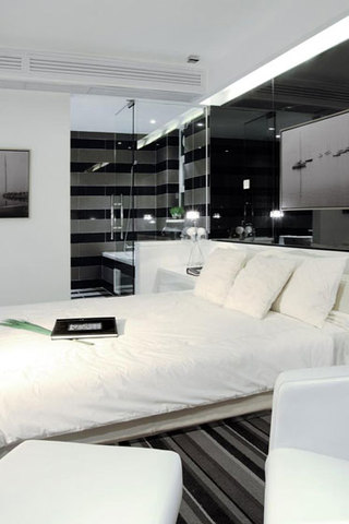 简约风格三居室时尚黑白130平米卧室装修图片