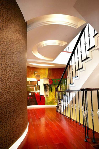 美式风格红色楼梯设计图纸