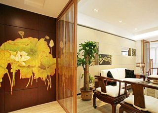 中式风格原木色客厅装潢