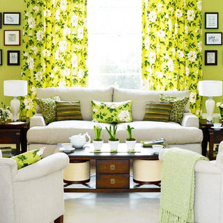 绿色客厅窗帘图片