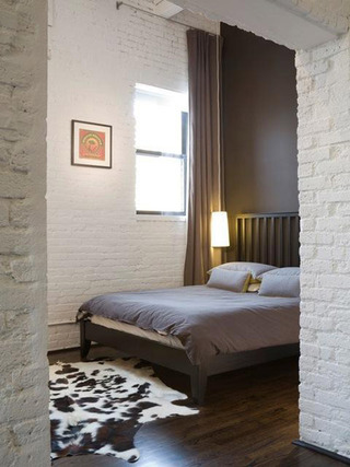 白色砖墙卧室设计效果图