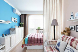优雅蓝色调现代卧室设计效果图