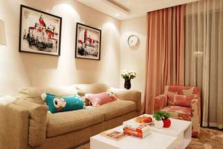 粉色温馨客厅设计效果图