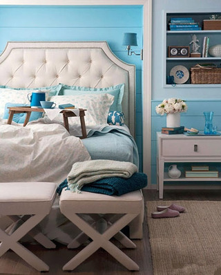 蓝色欧式风格卧室图片