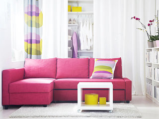 桃红色宜家沙发图片