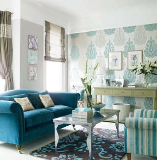 蓝色沙发小客厅装修效果图
