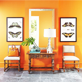 橙色小客厅背景墙装修效果图