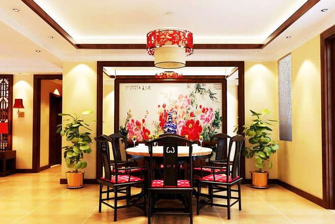 ,中式风格,餐厅背景墙