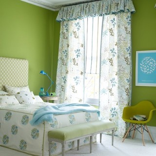 小清新绿色碎花卧室图片