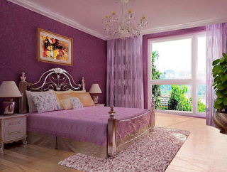 深紫色卧室效果图