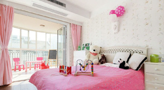 粉色白色儿童房效果图