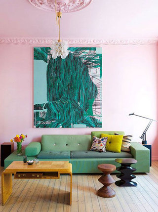 粉色客厅背景墙效果图