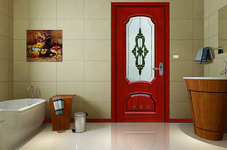 现代卫生间红色木门效果图