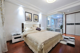 现代欧式白色米色卧室效果图