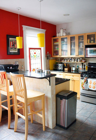 红色厨房背景墙效果图