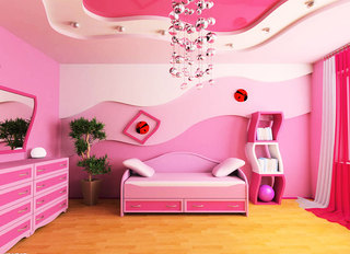 现代简约粉色卧室