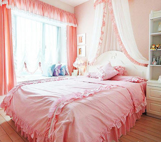 现代田园粉色卧室装修图片