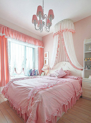 单调粉色卧室飘窗效果图