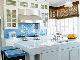 蓝色厨房瓷砖效果图