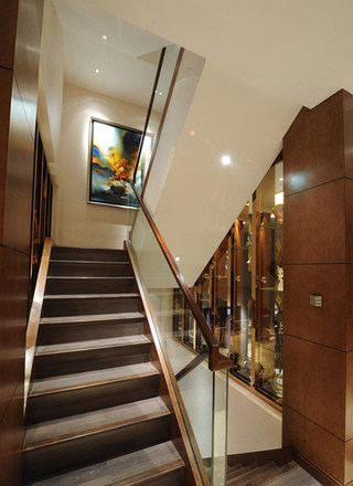 中式楼梯玻璃扶手图片