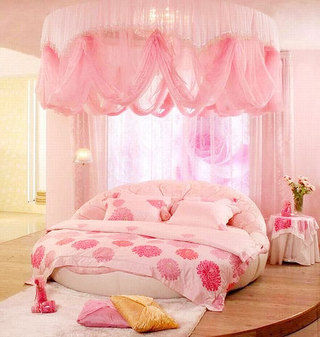 粉色圆床设计图