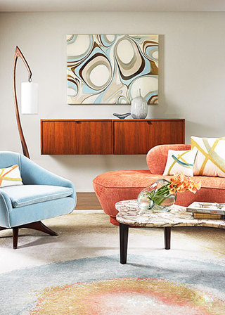 现代风格客厅沙发抽象画图片