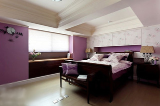 简约紫色卧室效果图片
