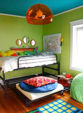 绿色活泼混搭儿童房设计效果图