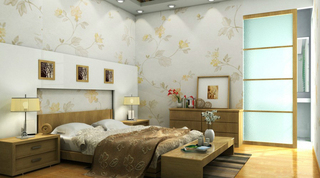 雅致温馨日式卧室背景墙设计