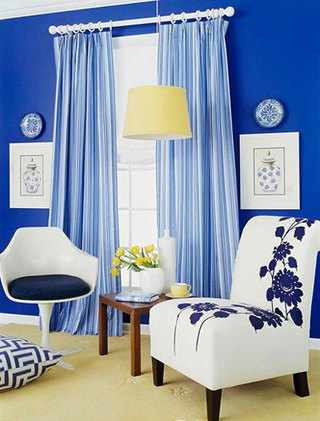 蓝色条纹窗帘