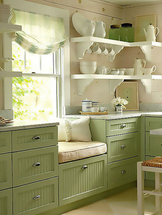 小清新的时尚绿色厨房