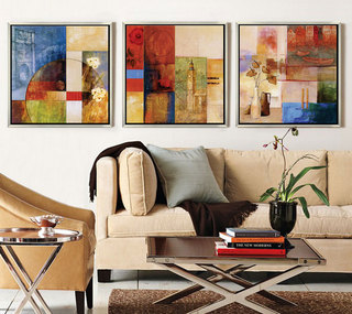抽象画装饰客厅沙发背景墙