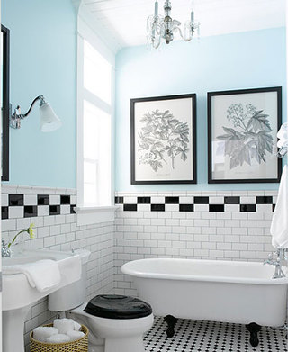黑白卫浴间装饰画背景墙设计