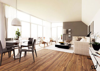 原木色现代简约风格客厅地板