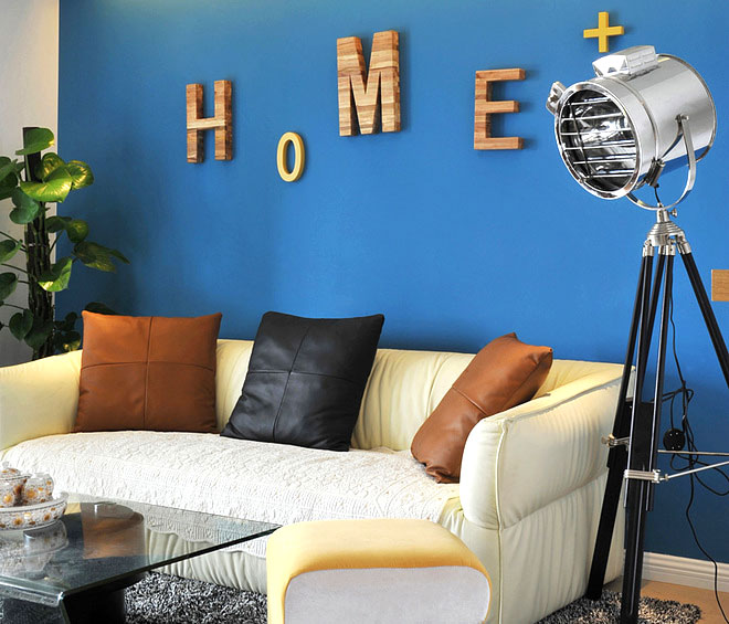 清新蓝色现代风 客厅沙发背景墙设计