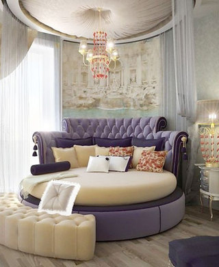 紫色浪漫圆床诱惑