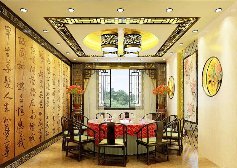 ,新中式风格,餐厅,餐厅背景墙