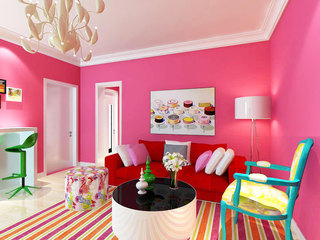 女性单身公寓最爱的浪漫粉色客厅