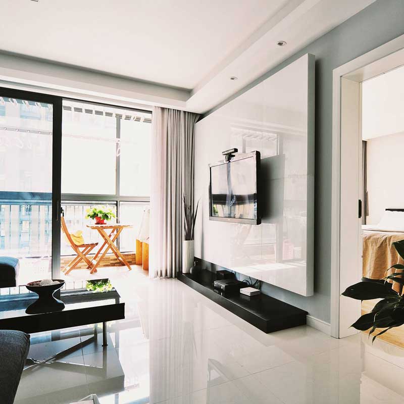 ,60平米装修,黑白,现代简约风格,二居室装修,电视背景墙