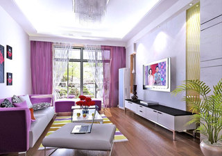 优雅紫色客厅设计