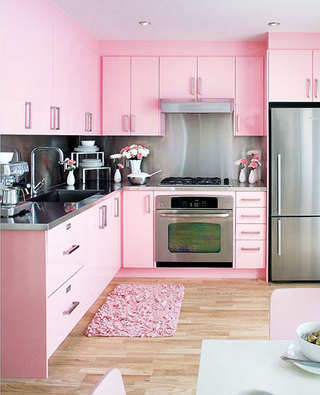 粉色厨房布置