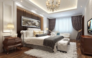 典雅欧式卧室床尾凳设计